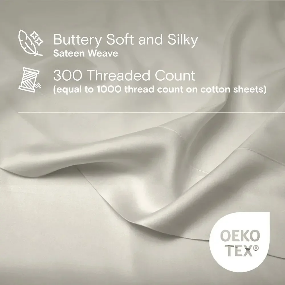 NWT DOZ Duvet Cover 3PC Set 100% Viscose +2 Shams Forest Green Queen 90